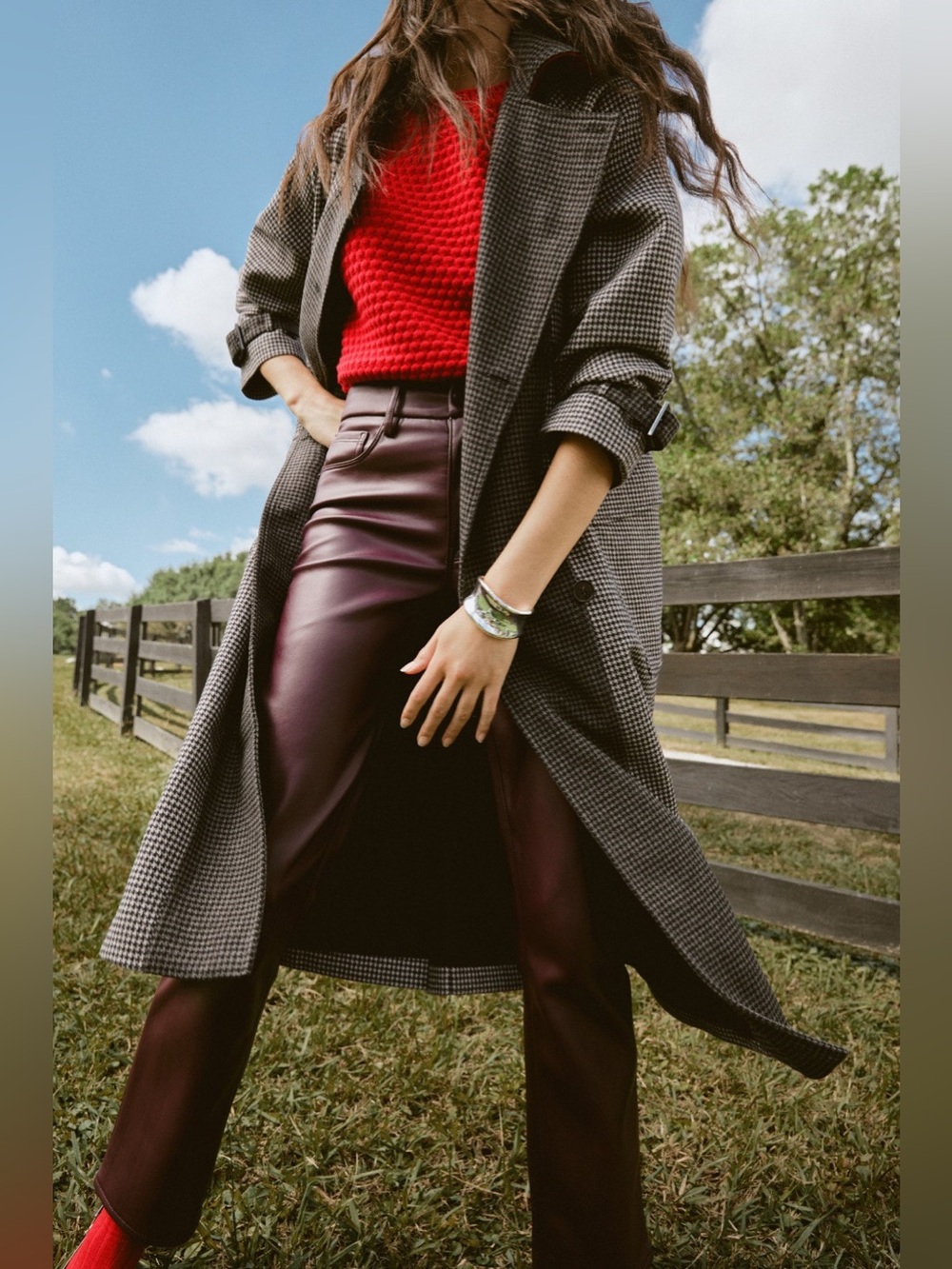 GOOD AMERICAN Red Faux Leather Pants